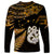 Custom Maori Long Sleeve Shirt Matariki Stars Manaia with Paua Shell - Gold LT9 - Polynesian Pride