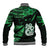 Maori Baseball Jacket Matariki Stars Manaia with Paua Shell - Green LT9 - Polynesian Pride