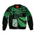 Maori Bomber Jacket Matariki Stars Manaia with Paua Shell - Green LT9 Unisex Green - Polynesian Pride