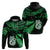 Maori Hoodie Matariki Stars Manaia with Paua Shell Green LT9 - Polynesian Pride