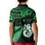 Maori Kid Polo Shirt Matariki Stars Manaia with Paua Shell - Green LT9 - Polynesian Pride