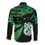 Maori Long Sleeve Button Shirt Matariki Stars Manaia with Paua Shell - Green LT9 - Polynesian Pride