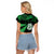 Maori Raglan Cropped T Shirt Matariki Stars Manaia with Paua Shell - Green LT9 - Polynesian Pride