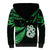 Maori Sherpa Hoodie Matariki Stars Manaia with Paua Shell - Green LT9 - Polynesian Pride