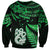 Maori Sweatshirt Matariki Stars Manaia with Paua Shell - Green LT9 Unisex Green - Polynesian Pride