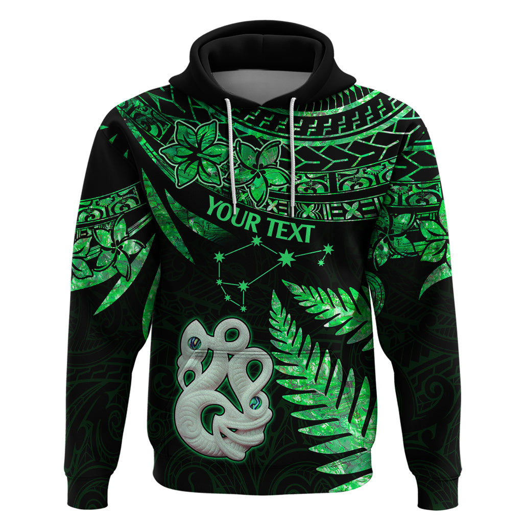 Custom Maori Hoodie Matariki Stars Manaia with Paua Shell Green LT9 Pullover Hoodie Green - Polynesian Pride