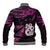 New Zealand Baseball Jacket Matariki NZ Manaia with Paua Shell - Pink LT9 - Polynesian Pride