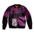 New Zealand Bomber Jacket Matariki NZ Manaia with Paua Shell - Pink LT9 Unisex Pink - Polynesian Pride