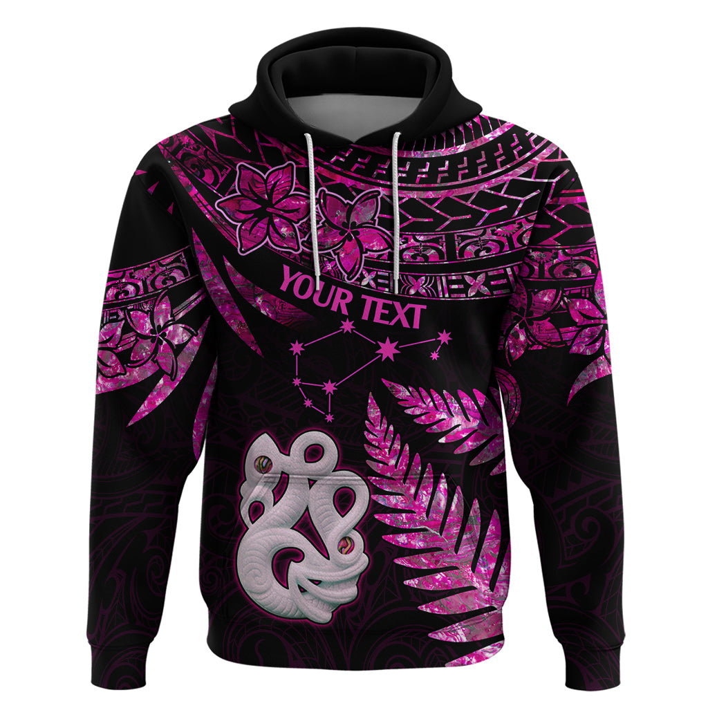 Custom New Zealand Hoodie Matariki NZ Manaia with Paua Shell Pink LT9 Pullover Hoodie Pink - Polynesian Pride