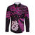 Custom New Zealand Long Sleeve Button Shirt Matariki NZ Manaia with Paua Shell - Pink LT9 Unisex Pink - Polynesian Pride