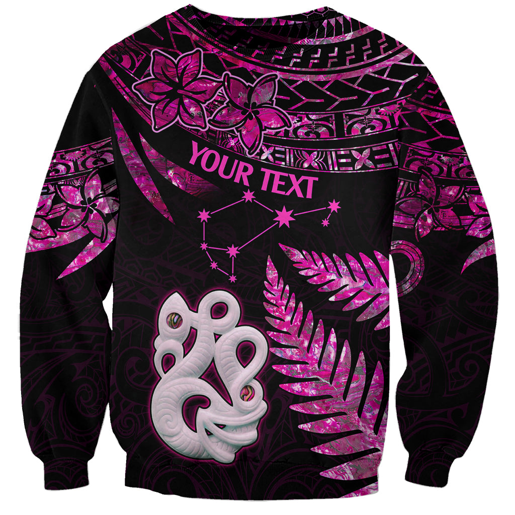 Custom New Zealand Sweatshirt Matariki NZ Manaia with Paua Shell - Pink LT9 Unisex Pink - Polynesian Pride