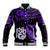 New Zealand Baseball Jacket Matariki NZ Manaia with Paua Shell - Purple LT9 Unisex Purple - Polynesian Pride