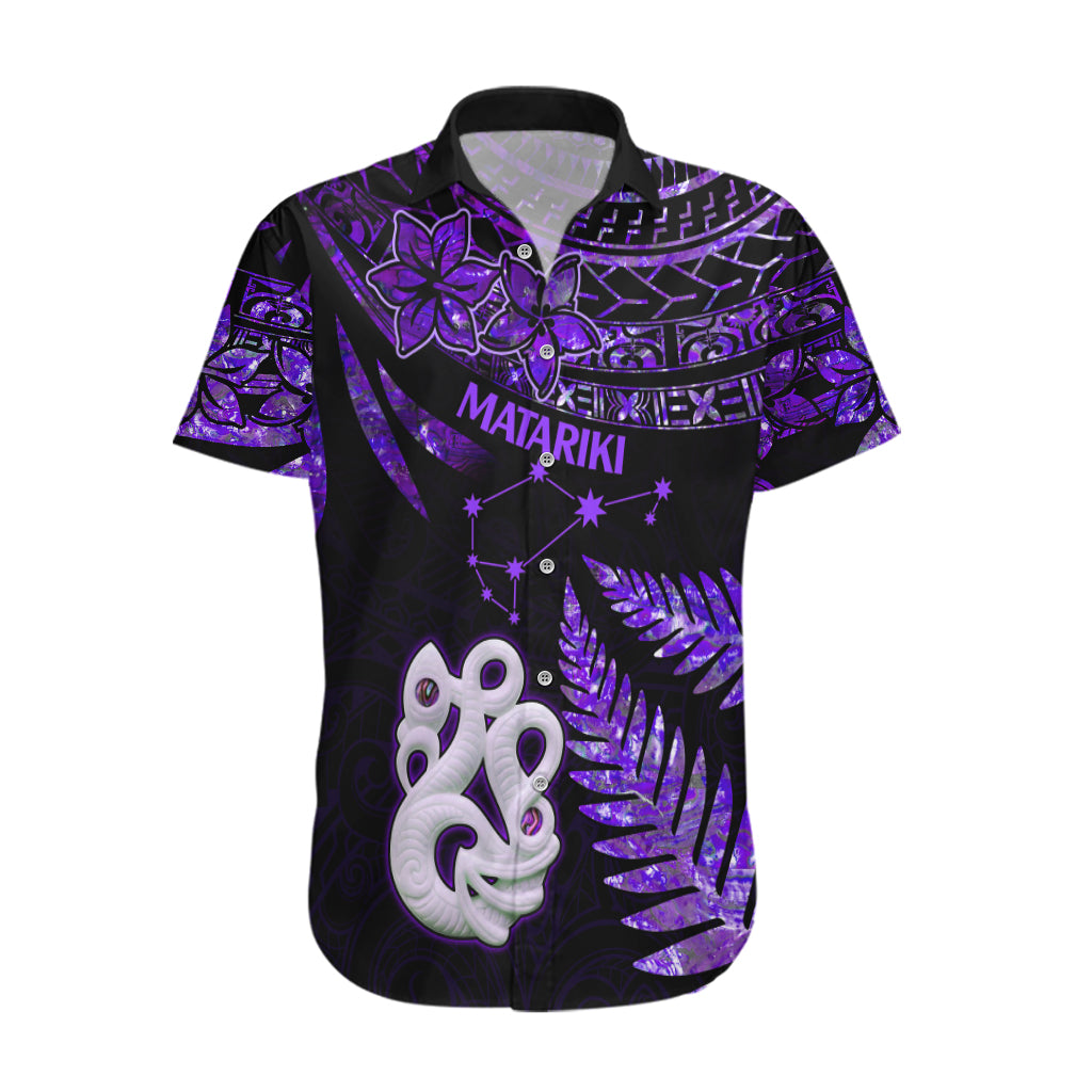 New Zealand Hawaiian Shirt Matariki NZ Manaia with Paua Shell - Purple LT9 Purple - Polynesian Pride