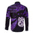 New Zealand Long Sleeve Button Shirt Matariki NZ Manaia with Paua Shell - Purple LT9 - Polynesian Pride