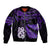 New Zealand Sleeve Zip Bomber Jacket Matariki NZ Manaia with Paua Shell - Purple LT9 Unisex Purple - Polynesian Pride