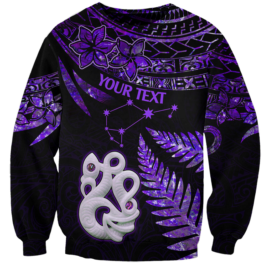 Custom New Zealand Sweatshirt Matariki NZ Manaia with Paua Shell - Purple LT9 Unisex Purple - Polynesian Pride