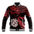 Matariki Baseball Jacket NZ New Year Manaia with Paua Shell - Red LT9 Unisex Red - Polynesian Pride