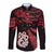 Matariki Long Sleeve Button Shirt NZ New Year Manaia with Paua Shell - Red LT9 Unisex Red - Polynesian Pride