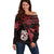 Matariki Off Shoulder Sweater NZ New Year Manaia with Paua Shell - Red LT9 Women Red - Polynesian Pride