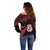 Matariki Off Shoulder Sweater NZ New Year Manaia with Paua Shell - Red LT9 - Polynesian Pride