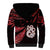 Matariki Sherpa Hoodie NZ New Year Manaia with Paua Shell - Red LT9 - Polynesian Pride