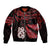 Matariki Sleeve Zip Bomber Jacket NZ New Year Manaia with Paua Shell - Red LT9 Unisex Red - Polynesian Pride