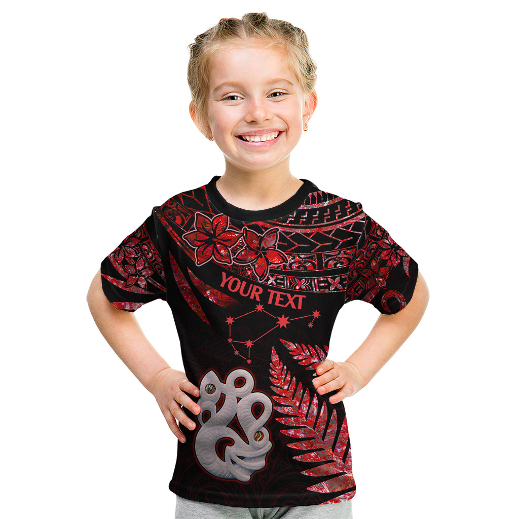 Custom Matariki Kid T Shirt NZ New Year Manaia with Paua Shell - Red LT9 Red - Polynesian Pride