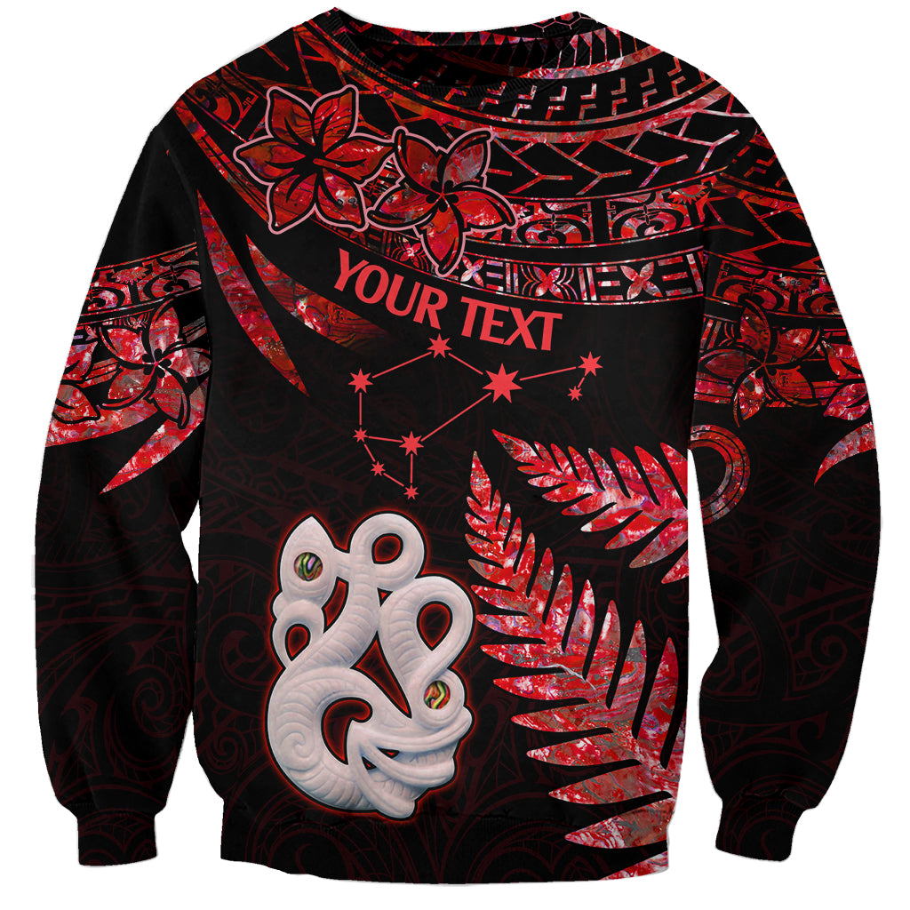 Custom Matariki Sweatshirt NZ New Year Manaia with Paua Shell - Red LT9 Unisex Red - Polynesian Pride