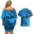 Fiji Rugby Couples Matching Off Shoulder Short Dress and Hawaiian Shirt Kaiviti Fijian Tribal World Cup Blue No1 LT9 - Polynesian Pride