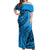 Fiji Rugby Off Shoulder Maxi Dress Kaiviti Fijian Tribal World Cup Blue No1 LT9 Women Blue - Polynesian Pride