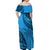 Fiji Rugby Off Shoulder Maxi Dress Kaiviti Fijian Tribal World Cup Blue No1 LT9 - Polynesian Pride