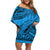 Fiji Rugby Off Shoulder Short Dress Kaiviti Fijian Tribal World Cup Blue No1 LT9 Women Blue - Polynesian Pride