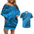 Custom Fiji Rugby Couples Matching Off Shoulder Short Dress and Hawaiian Shirt Kaiviti Fijian Tribal World Cup Blue No1 LT9 Blue - Polynesian Pride