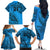 Custom Fiji Rugby Family Matching Off Shoulder Long Sleeve Dress and Hawaiian Shirt Kaiviti Fijian Tribal World Cup Blue No1 LT9 - Polynesian Pride