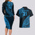 Custom Fiji Rugby Couples Matching Long Sleeve Bodycon Dress and Hawaiian Shirt Kaiviti Fijian Tribal World Cup Blue No2 LT9 - Polynesian Pride