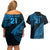 Custom Fiji Rugby Couples Matching Off Shoulder Short Dress and Hawaiian Shirt Kaiviti Fijian Tribal World Cup Blue No2 LT9 - Polynesian Pride