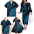 Custom Fiji Rugby Family Matching Off Shoulder Long Sleeve Dress and Hawaiian Shirt Kaiviti Fijian Tribal World Cup Blue No2 LT9 - Polynesian Pride