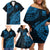 Custom Fiji Rugby Family Matching Off Shoulder Short Dress and Hawaiian Shirt Kaiviti Fijian Tribal World Cup Blue No2 LT9 - Polynesian Pride