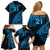 Custom Fiji Rugby Family Matching Off Shoulder Short Dress and Hawaiian Shirt Kaiviti Fijian Tribal World Cup Blue No2 LT9 - Polynesian Pride