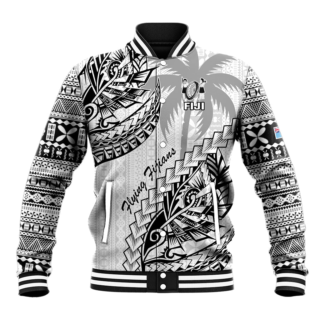 Fiji Rugby Baseball Jacket Kaiviti Fijian Tribal World Cup White LT9 Unisex White - Polynesian Pride