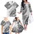 Custom Fiji Rugby Family Matching Off Shoulder Long Sleeve Dress and Hawaiian Shirt Kaiviti Fijian Tribal World Cup White LT9 - Polynesian Pride