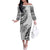 Custom Fiji Rugby Off The Shoulder Long Sleeve Dress Kaiviti Fijian Tribal World Cup White LT9 Women White - Polynesian Pride