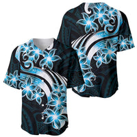 Plumeria Tribal Tattoo Baseball Jersey Blue Polynesian Pattern LT9 - Polynesian Pride