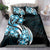 Plumeria Tribal Tattoo Bedding Set Blue Polynesian Pattern