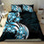 Plumeria Tribal Tattoo Bedding Set Blue Polynesian Pattern