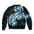 Plumeria Tribal Tattoo Bomber Jacket Blue Polynesian Pattern