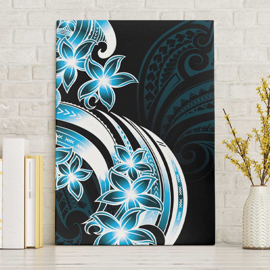 Plumeria Tribal Tattoo Canvas Wall Art Blue Polynesian Pattern LT9 Without Frame Blue - Polynesian Pride