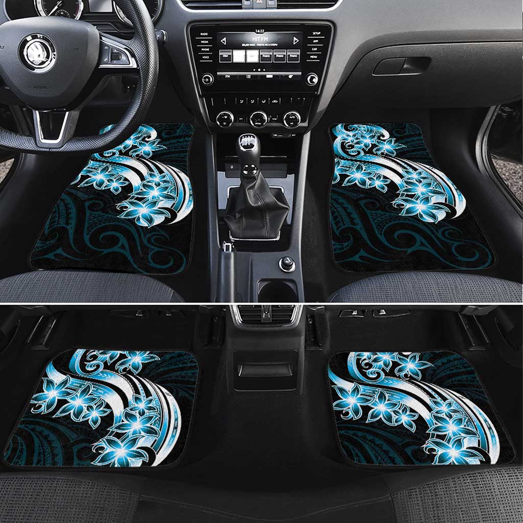 Plumeria Tribal Tattoo Car Mats Blue Polynesian Pattern LT9 Set 4pcs Blue - Polynesian Pride