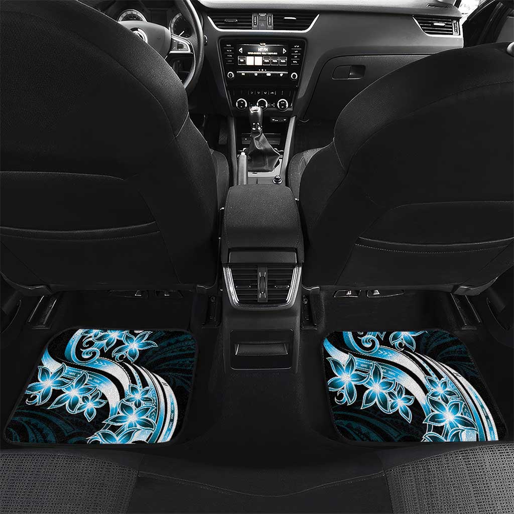 Plumeria Tribal Tattoo Car Mats Blue Polynesian Pattern LT9 Set 2pcs - Back Blue - Polynesian Pride