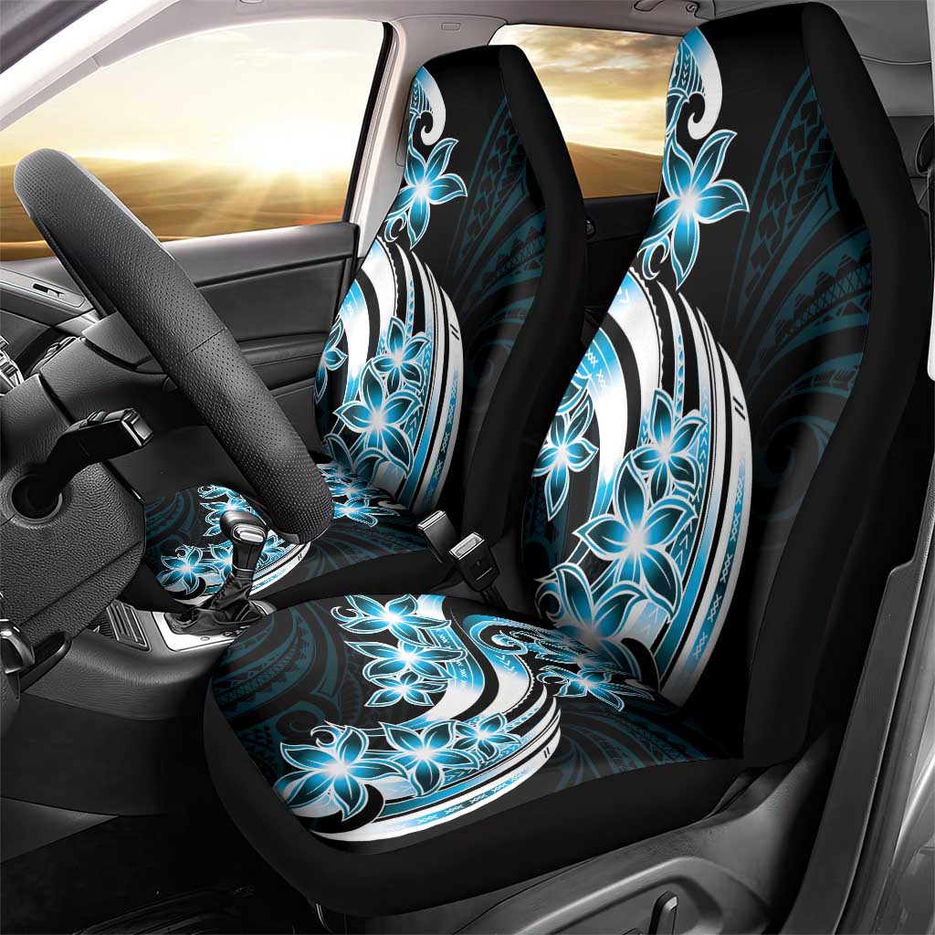 Plumeria Tribal Tattoo Car Seat Cover Blue Polynesian Pattern LT9 - Polynesian Pride